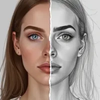 Pencil sketch photo edito